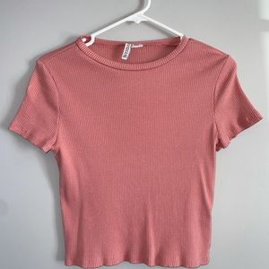 Pink Ribbed Crop Top